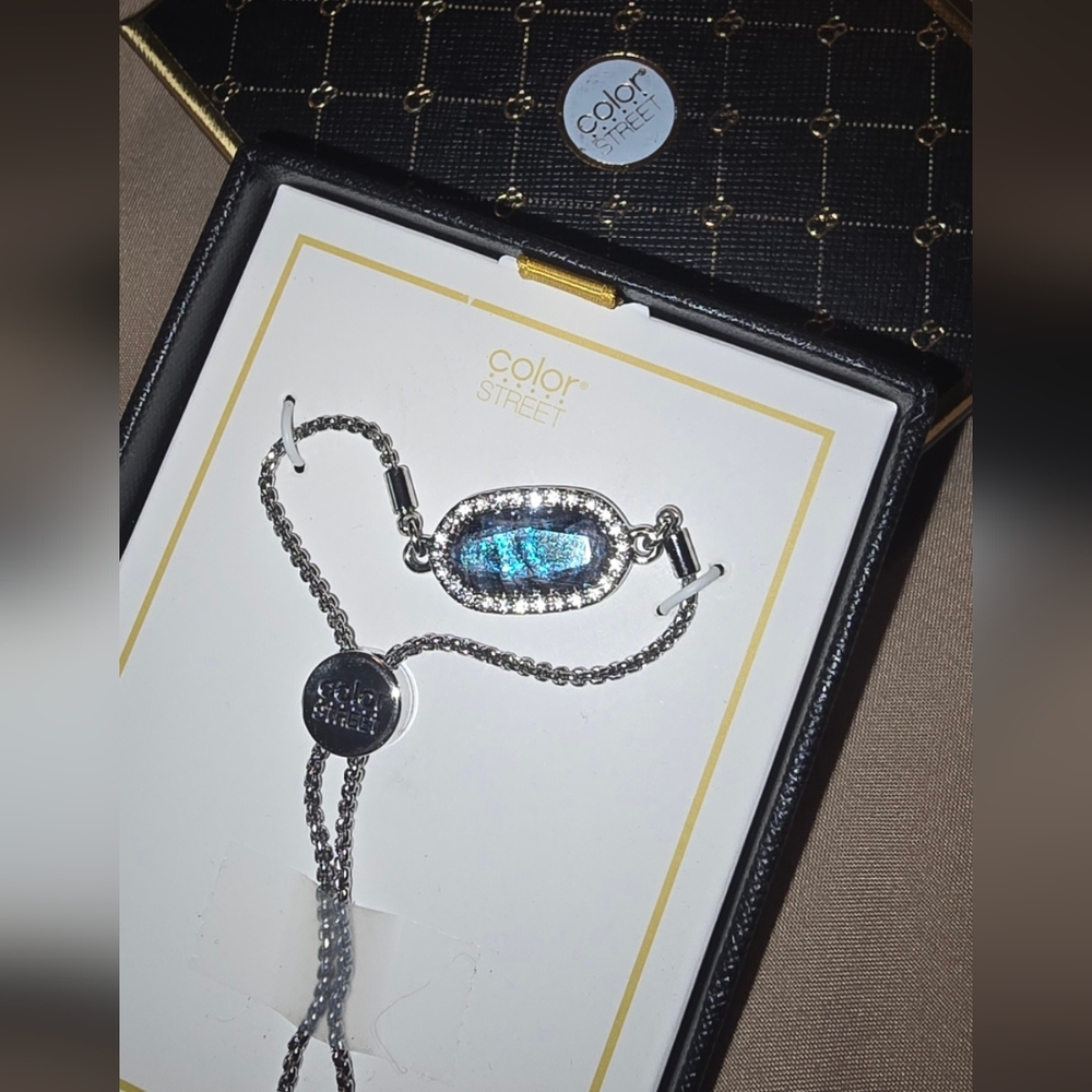 Color Street Silver and Blue Gemstone Bracelet